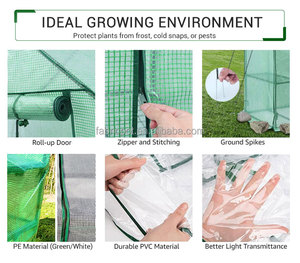 Gardening Plants PE Plant Gardening <strong>Greenhouse</strong> Walk-in <strong>Greenhouse</strong> <strong>Replacement</strong> <strong>Cover</strong> with Roll-Up Zipper Door - Product Image 4