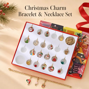 Bestseller 24-Tage Weihnachts-Adventskalender für Kinder 24 Charms DIY Exquisites Metall-Armband Halsketten-Set Anpassbares Weihnachtsset - Product Image 2