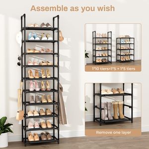 Scarpiera alta 10 livelli contiene 30 paia di scarpe verticali robuste con ganci impilabili scarpiera stretta - Product Image 4