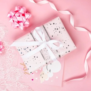 Custom Eco-Friendly Recyclable <b>Pink</b> Star Pattern Gift <b>Wrap</b> Roll Double-Sided Coated Art Paper for Gift & Craft Packaging - Product Image 4