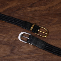 Ceinture polyvalente en lin élastique tissée à la main avec boucle ardillon en alliage pour femme – Style tendance et décontracté pour jeans