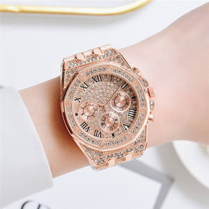 Mode doré femmes montres ensemble de bijoux classique <span class=keywords><strong>Rome</strong></span> luxe montre-bracelet plein diamant Quartz hommes ensemble montre et Bracelet - Product Image 6