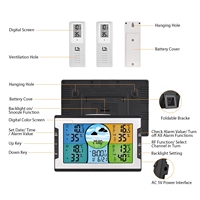 Station météo numérique LCD BSCI avec hygromètre, température, sans fil, intérieur/extérieur, 3 capteurs à distance, réveil électronique