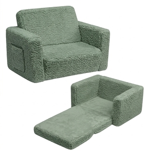 <span class=keywords><strong>Fauteuil</strong></span> en polaire Sherpa doux pour enfants, canapé convertible 2-en-1 pour tout-petits, canapé pliable en tissu Teddy Bear, tapis de sieste pour enfants - Product Image 3