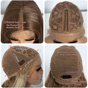 Perruque synthétique FREEDOM pour femmes, longue, ondulée, 26 pouces, effet Body Wave, brun clair, pour cosplay, en fibre haute température - Product Image 6