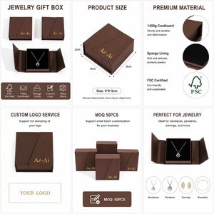 High-Grade Magnetic Flip Jewelry <b>Box</b> Luxury Cardboard <b>Gift</b> Packaging for Necklaces <b>Earrings</b> Bracelets with Custom Logo - Product Image 4