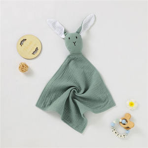 Manta de seguridad de <span class=keywords><strong>conejo</strong></span> para bebé, juguetes <span class=keywords><strong>Doudou</strong></span> con edredón para bebé, 100% algodón orgánico, manta de muselina para dormir - Product Image 3
