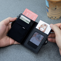 Portefeuille fin en cuir véritable Casekey pour cartes de crédit et cartes professionnelles, protection RFID, étui magnétique pour téléphone portable, noir