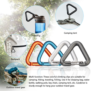 Listo para enviar al por mayor: Mosquetón triangular de 50 mm, piezas para bolsos, mosquetón de aleación de aluminio, llavero para camping y senderismo - Product Image 6