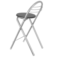 Tabouret de bar haut pliant noir argenté avec dossier et repose-pieds chaise de bar pour cuisine petit déjeuner