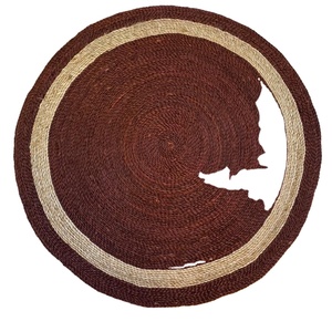 Round Jute <b>Rug</b> Solid Color Braided Flat Pile Traditional Living Room Home Decor Spot Clean <b>Thin</b> 1 Piece - Product Image 1