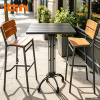 Ensemble de table et chaises hautes en bois durable de style européen, meubles d'extérieur, ensemble de tabourets de bar et table d'extérieur