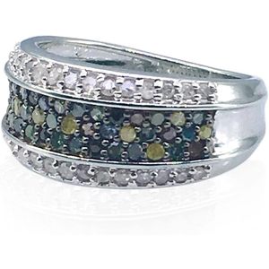 Bague en diamant blanc et multicolore taille ronde Jewelspaark 0,94 carats en argent sterling 925, bijoux de fiançailles pour femmes - Product Image 2