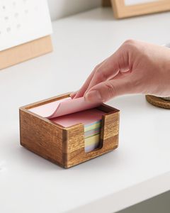 Support de notes adhésives transparent en bois d'acacia moderne, réglable, vente en gros, OEM ODM, logo personnalisé, distributeur de blocs-notes, organisateur de bureau - Product Image 1