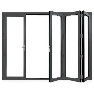 Kustom Aluminium Kaca Eksterior Tahan Air Bifold Patio Geser Bi Pintu Lipat