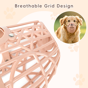 Máscara de malla transpirable ajustable de plástico de 7 tallas color piel para perros, antipinzamiento, cubre boca para mascotas - Product Image 2