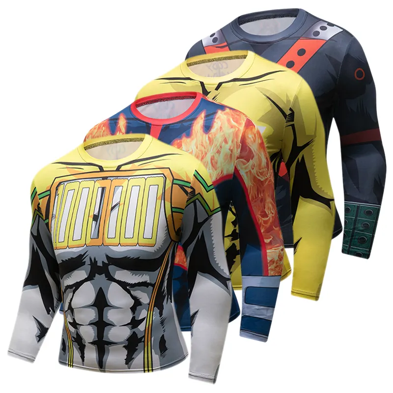 Full Body Sublimatie Printing Nieuw Ontwerp Tactische Superheld Compressie T Shirt Custom Heren Gym Kleding