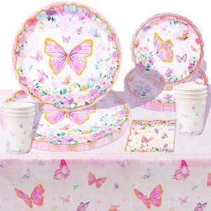 Ensemble de vaisselle de fête jetable personnalisée Microstar assiettes en papier tasses serviettes bébé douche mariage fête d'<span class=keywords><strong>anniversaire</strong></span> <span class=keywords><strong>assiette</strong></span> - Product Image 6