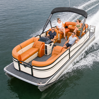 Bateau ponton en aluminium de 25 pieds certifié CE 2026 pour fêtes, excursions et visites touristiques, capacité 12 personnes, directement de l'usine