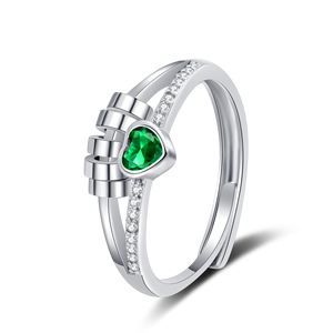 Bague anti-stress en forme de cœur pour femme, laiton plaqué rhodium, CZ coloré rotatif, bijou anti-anxiété, cadeau - Product Image 5