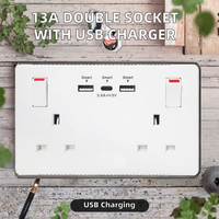 Prise murale multiprise Leishen SP-9625 13A avec 2 prises CA, 2 ports USB-A, 1 port USB-C, double interrupteur