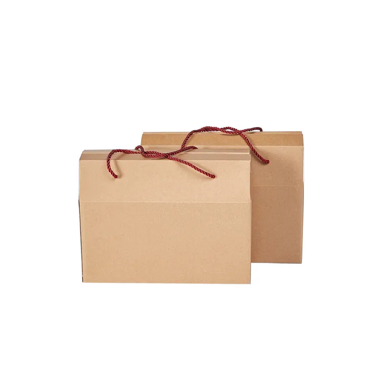FocusBox Custom design brown gift boxes with rope handle shipping cardboard kraft paper packaging box