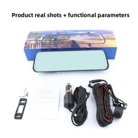 Caméra de tableau de bord de voiture avec écran tactile de 9,66 pouces, enregistrement double objectif avant et arrière 1080P, vision nocturne, caméra de recul 170° °   Grand angle