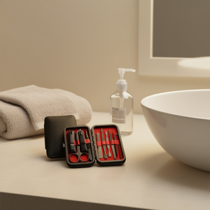 Kit profesional de cuidado de uñas 10 en 1, estuche de viaje de cuero negro, cortaúñas portátil, set de manicura para adultos - Product Image 2