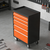 Chariot d'atelier portable moderne en acier avec 5 tiroirs, serrure à clé, garantie 3 ans pour garage et atelier, OEM