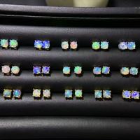 Meerdere piercing oorbellen van 925 sterling zilver, 5mm ronde geslepen natuurlijke opaal, kleine bedels voor kraakbeen