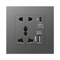 SIXWGH Prise Murale Universelle à Double Port USB Charge Rapide 18W et Type-C 3A, avec Interrupteur, 16A