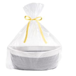 <span class=keywords><strong>Piccolo</strong></span> regalo moderno carino baby shower ovale grigio chiaro e bianco su misura corda di cotone pieghevole intrecciata cesti per soggiorno - Product Image 1