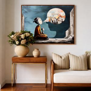 Peinture sur toile 3D texturée, style minimaliste neutre, effet bulle réaliste et surréaliste, œuvre d'art faite à la main, décoration intérieure, grande peinture - Product Image 5