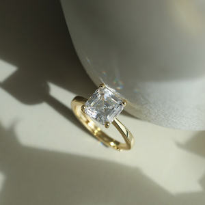 RINNTIN LZR38 S925スターリングシルバープリンセスカット8AキュービックジルコニアCZウェディングプロミスリング女性用エンゲージメントリング - Product Image 5