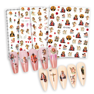 Autocollants pour ongles Vierge Marie, autocollants pour ongles chrétiens Jésus San Judas, autocollants 3D auto-adhésifs pour ongles avec ailes d'ange pour bébé - Product Image 2