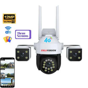 4K 4G LTE Network <b>Outdoor</b> <b>Security</b> CCTV <b>Camera</b> AI Detect 360 Bullet Three Lenses Three Screens <b>Wireless</b> Wifi Sim Card Compatible - Product Image 5