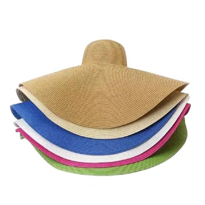 Wholesale Large Brim Floppy Straw <b>Hat</b> <b>Summer</b> Oversize Colorful Beach Sun <b>Hats</b> Foldable Roll up Beach Straw <b>Hat</b> for <b>Summer</b> Travel - Product Image 4