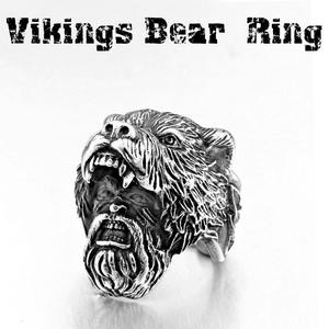 Bague en acier inoxydable pour homme SS8-648R, tête d'ours <span class=keywords><strong>viking</strong></span>, crâne barbu, bijoux de mode, cadeau - Product Image 5