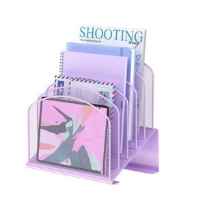 Inclined Desk <b>File</b> <b>Organizer</b> 5-Section Vertical <b>File</b> Folder Holder Stand Metal <b>File</b> Sorter for Office Classroom Organization - Product Image 2