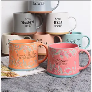 OEM New Creative Embossed Rose Ceramic Coffee Mugs Custom Logo Vintage Porcelain Milk Cup water Mugs for Gift