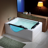 Baignoire en acrylique multifonctionnelle 2 personnes Jaccuzi Glass Whirlpool Baignoire d'angle de massage
