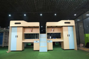 Camas Altas Modernas de Madera con Escritorio y Armario para Dormitorio, Residencia, Escuelas y Hostales - Product Image 6