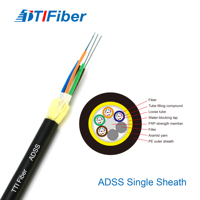 OEM Factory ADSS Autoportante 12 24 48 Core SM G652D Cable de fibra óptica aérea de funda única