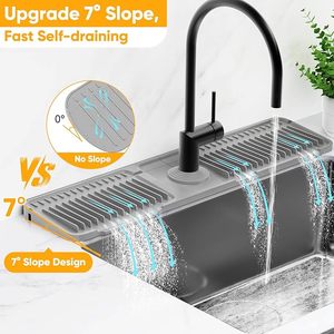 Tapete plegable para grifo de cocina, protector contra salpicaduras con 7 inclinaciones, autodrenante rápido [Tapete protector contra salpicaduras con cierre a presión para grifo de cocina] - Product Image 3