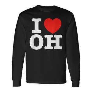Camiseta de manga larga I Love Oh, algodón negro, unisex, talla mediana para adultos - Product Image 1