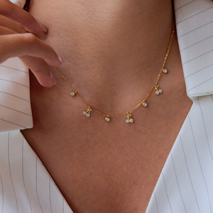 สร้อยคอแฟชั่<span class=keywords><strong>น</strong></span>คลาสสิก 18K ทองสแต<span class=keywords><strong>น</strong></span>เลส สร้อยคอแบบโซ่เส้<span class=keywords><strong>น</strong></span>เล็กประดับเพชรเทียมรู<span class=keywords><strong>ป</strong></span>เชอร์รี่สำหรับผู้หญิง - Product Image 2