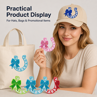 En stock – Écusson fer à cheval de 3,9 pouces, coloré, avec nœud papillon et sequins, étiquette brodée de fleurs de luxe pour vestes en jean – Vente en gros