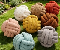 Coussin décoratif doux noué en forme de boule, tissé à la main, couleur unie, personnalisable, vente en gros, tendance