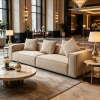 Vente directe usine : Canapé-lit compressé en mousse Compress32D, ensemble de canapés droits 2 places en tissu pour salon, villa, appartement