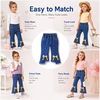 Jeans pour filles 2026 Nouvelle collection Printemps-Automne Vêtements pour enfants Pantalon long élastique pour bébé fille Pantalon évasé à nœud pour enfants